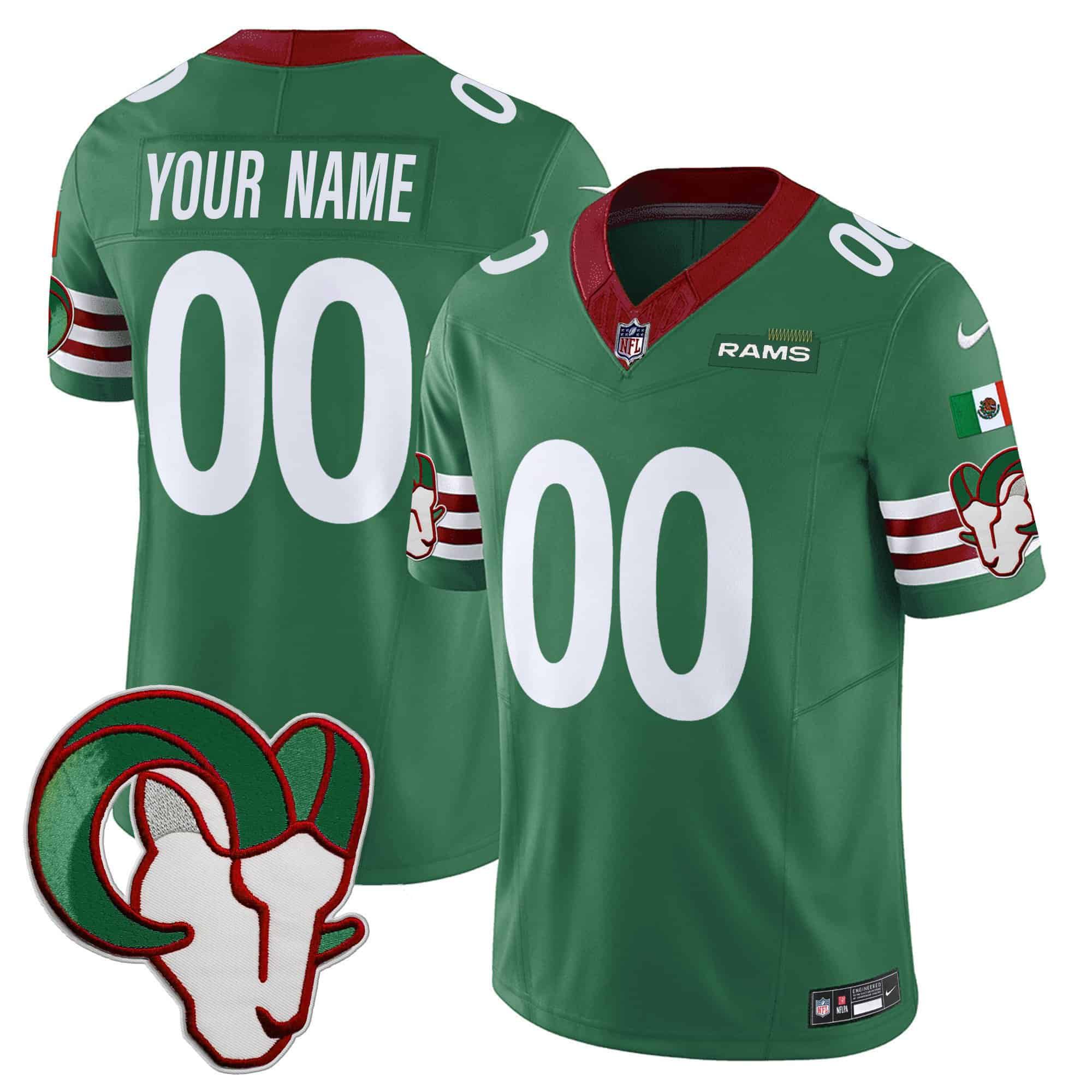 Men Los Angeles Rams Green 2024 Nike Mexico Vapor Limited Custom NFL Jersey->customized nfl jersey->Custom Jersey